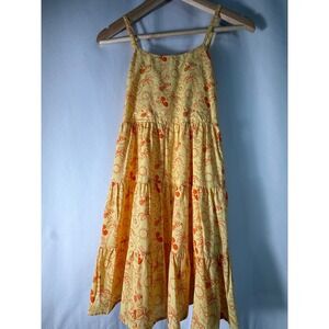 Disney Mickey Minnie Mouse Tropical Tiered Sundress Yellow Orange Kids Size 9/10